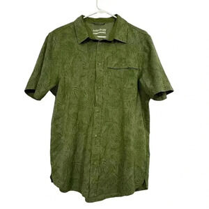 Avalanche Mens Short Sleeve Casual Button Down Hiking Outdoor Shirt Large Green